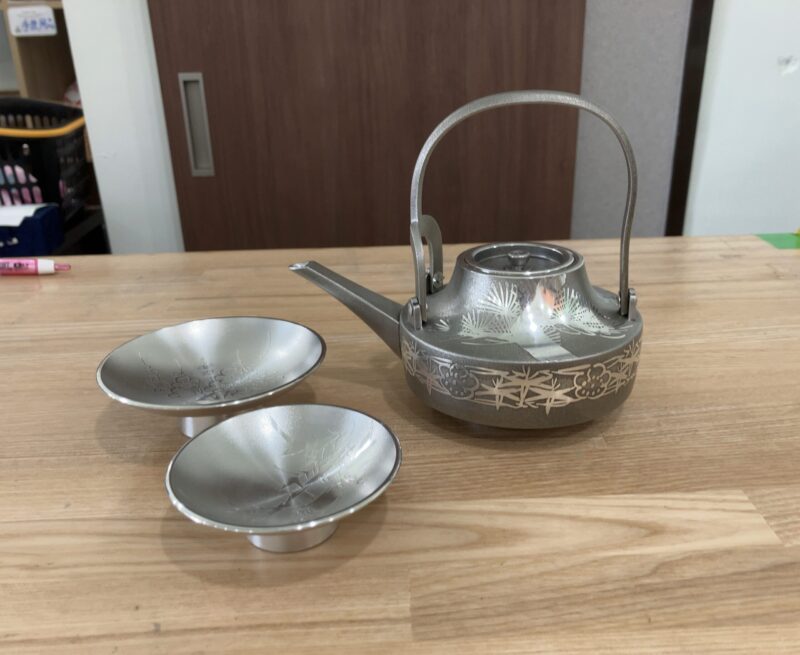 浪華錫半造 本錫製 本錫 屠蘇器 松竹梅 銚子 盃台